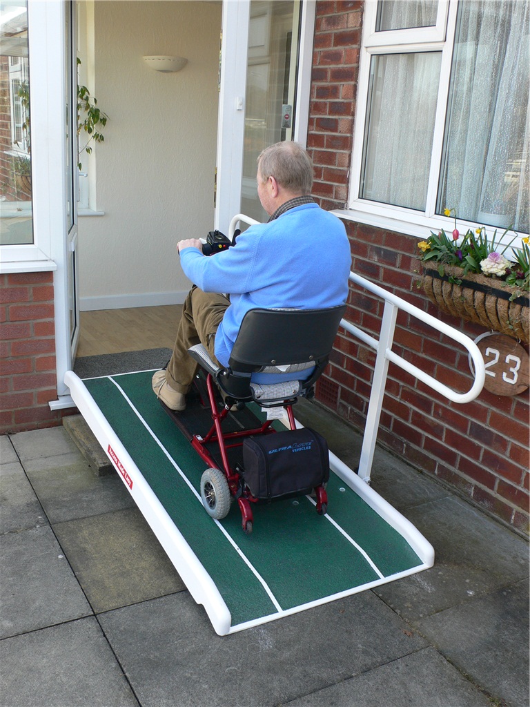Wheelchair and Scooter Ramp with Handrail, Foldable.