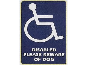 Disabled Please Be Aware Of Dog - Interior Car Sticker.
