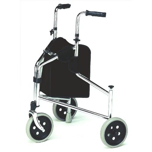 Three Wheel Walker With Push Down Brakes Folds Flat