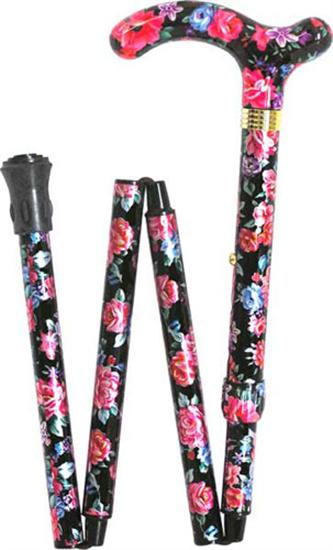 Pink and Black Floral Walking Stick